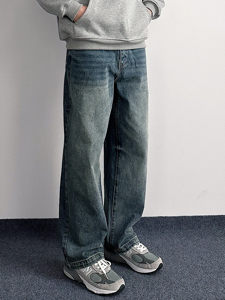 

Мужские джинсы с прямыми штанинами в стиле ретро, американские повседневные свободные широкие брюки, универсальные удобные молодежные модные джинсовые брюки