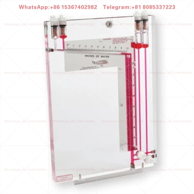 422-10 424-10 Red Oil Differential Pressure Gauge, Inclined-Vertical Manometer, 0-10in H2O Low Differential