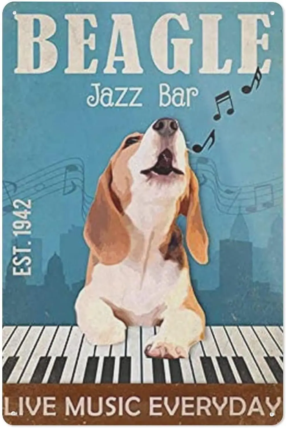 

Rovsiдонг логотип Beagle Jazz Stick Оловянное золото подвесной реквизит домашнее настенное украшение 20,32x30,48 см