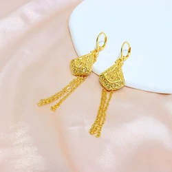 24K Gold Plated Dubai-Inspired Tassel Earrings for Women