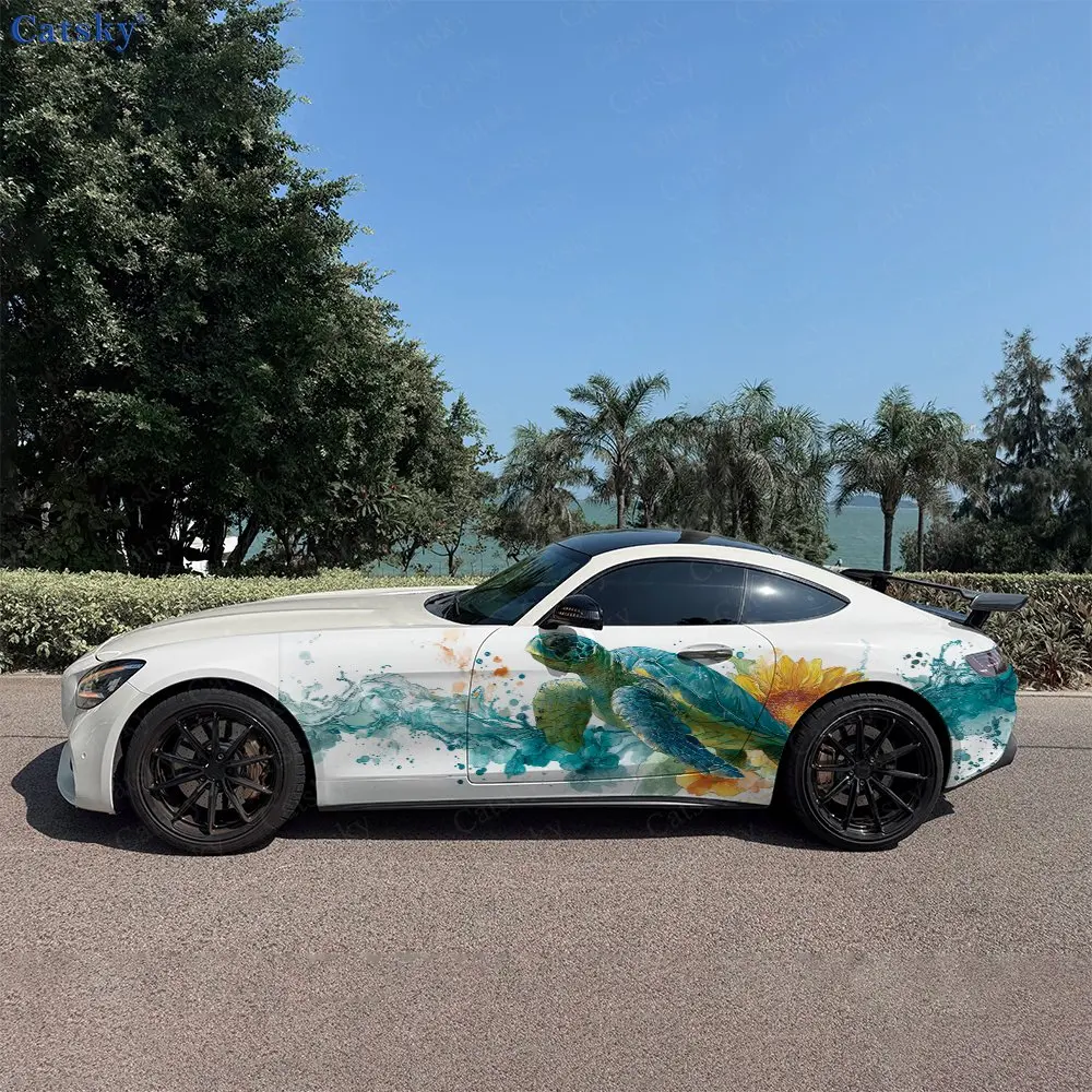 2pcs Water Realm Spirit Turtle, Durable, Fade-resistant, Enhance Vehicle Aesthetics With Bold Artistic Design Car Vinyl Wraps