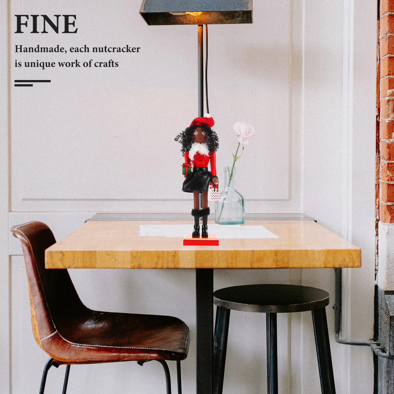 

Wooden Nutcracker Women Christmas Decorative Traditional Xmas Desktop Nutcracker Ornament Party Supplies Holiday Home Decor