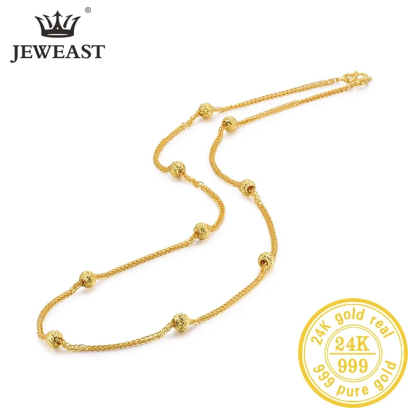 HMSS 24K Pure Gold Necklace Real AU 999 Solid Gold Chain Beautiful Upscale Trendy Classic Party Fine Jewelry Hot Sell New 2023