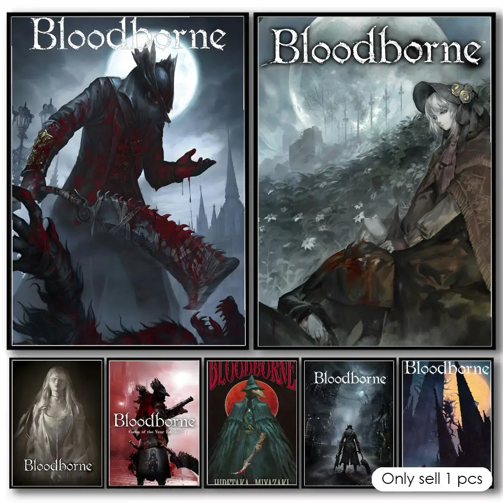 Gothic Game B-Bloodborne Painting Calligraphy Canvas Poster Hallway Bedroom Living Room Home bar Decoration interior Wall