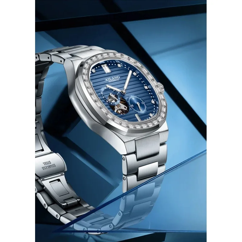 AILANG Automatic Mechanical Watch for Men, Polygon Dial Luminous Waterproof Multi-function Business Luxury Wristwatch