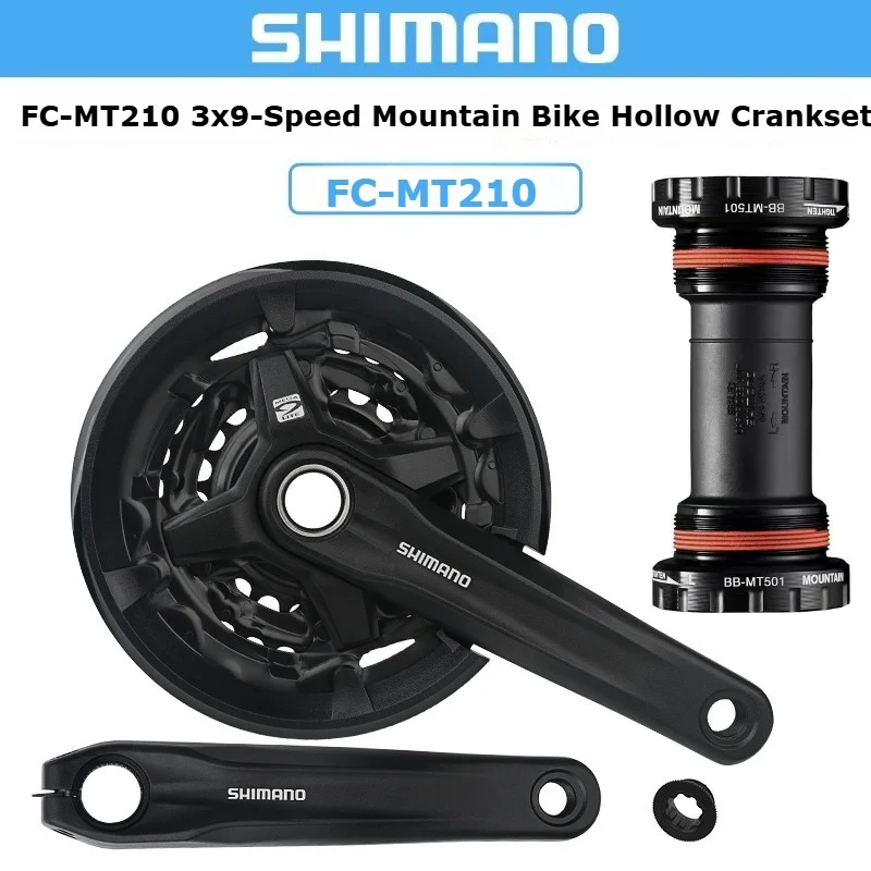 

SHIMANO FC-MT210 Велосипедный шатун 44-32-22T 40-30-22T 9-скоростной велосипедный шатун MTB Цепное колесо BB-MT501 Нижний кронштейн