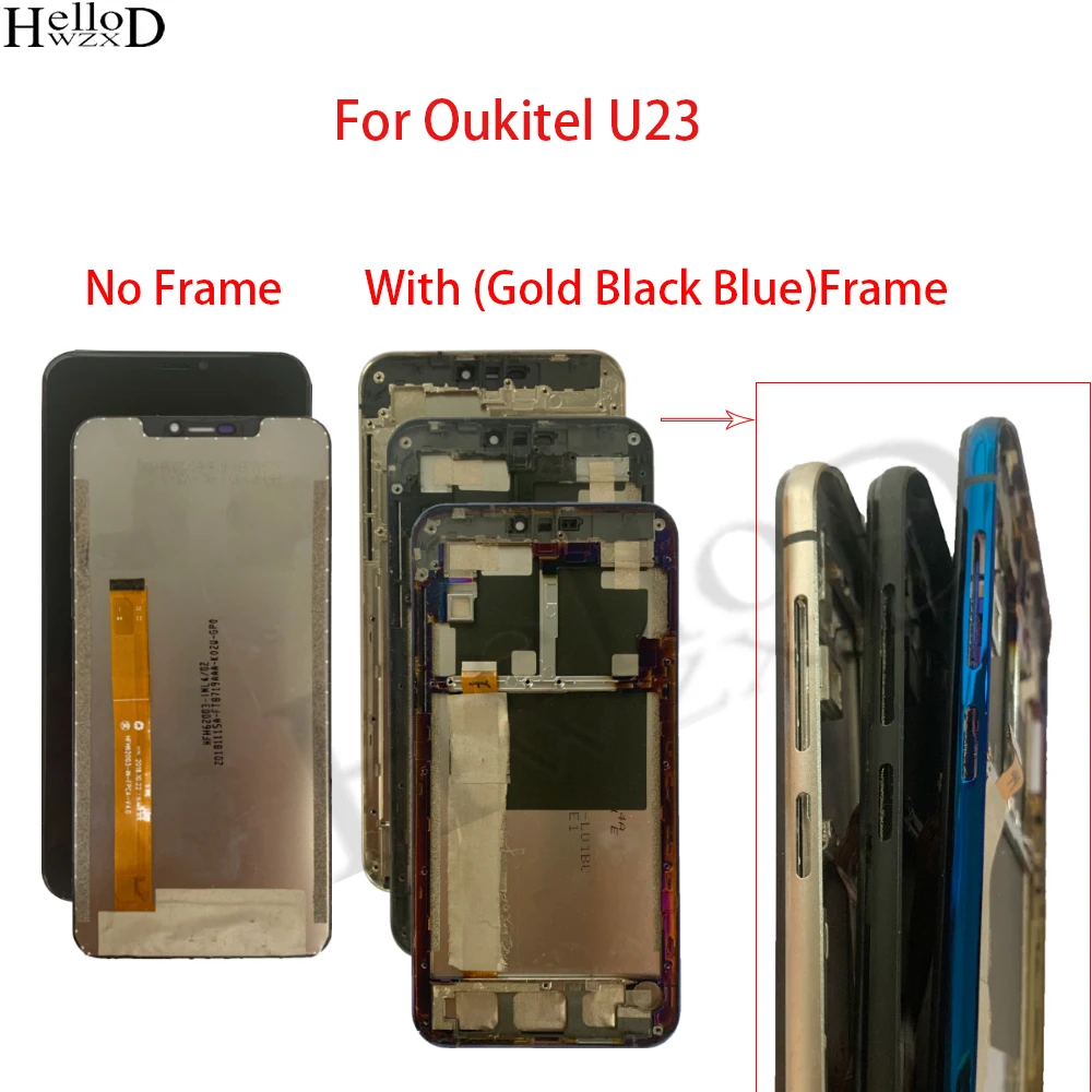 

Original Tested LCD Screen For Oukitel U23 LCD Display With Gold/Black/Blue Frame Touch Screen Digitizer Assembly Repair Parts