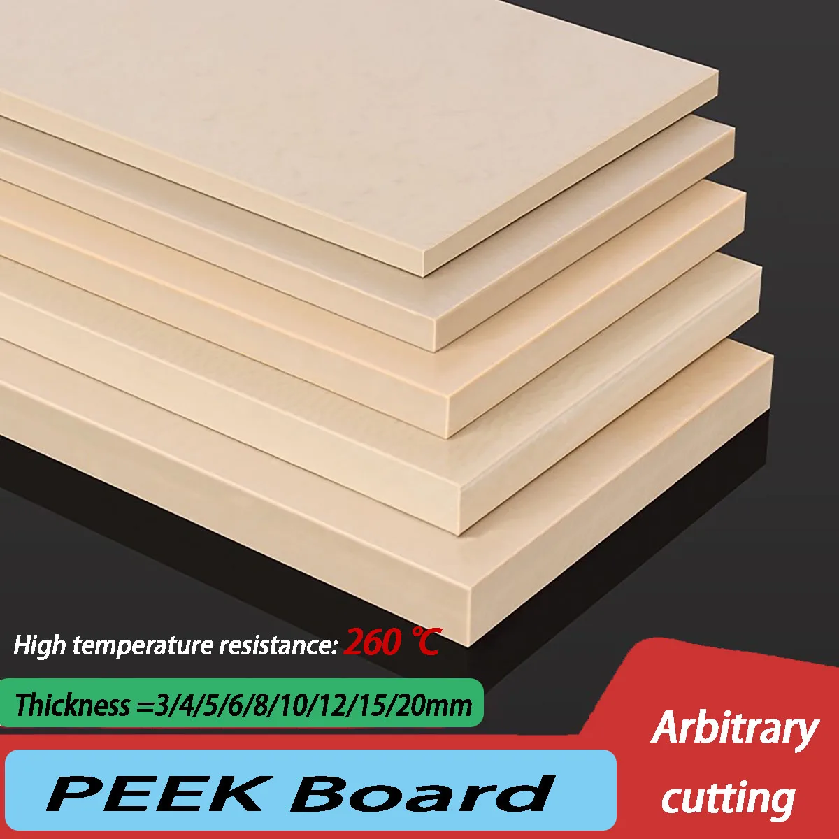 

Thickness =3/4/5/6/8-20mm PEEK Sheet Polyetheretherketone Board Strip PEEK Plate High Temperature Resistant Engineering Plastic