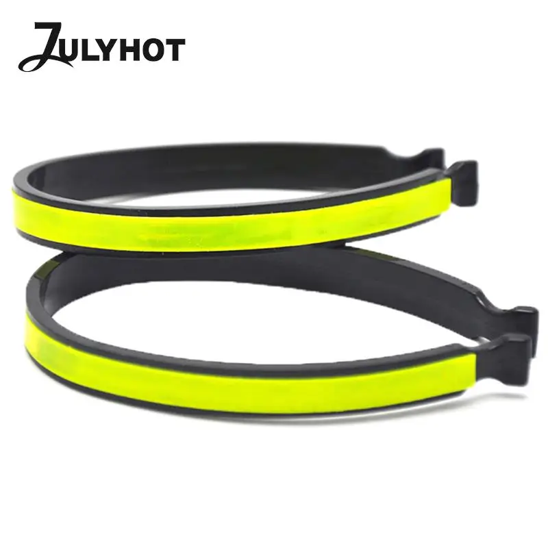 2Pcs Cycling Reflective Trouser Clips Safety Strips Outdoor Cycling Ankle Leg Bike High Visibility Bicycle Pants Windproof Clip