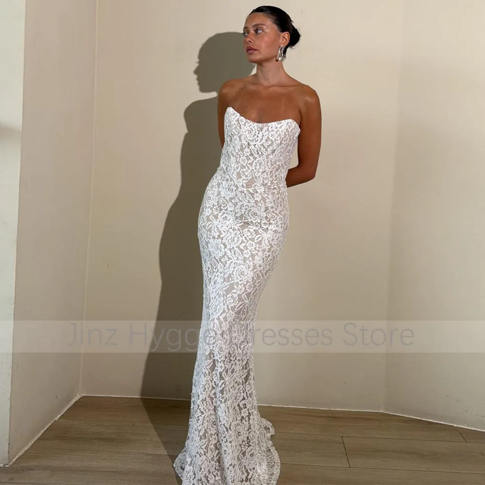 Abito da sera in pizzo a sirena con scollo a V senza maniche eleganti abiti da festa formali per le donne 2025