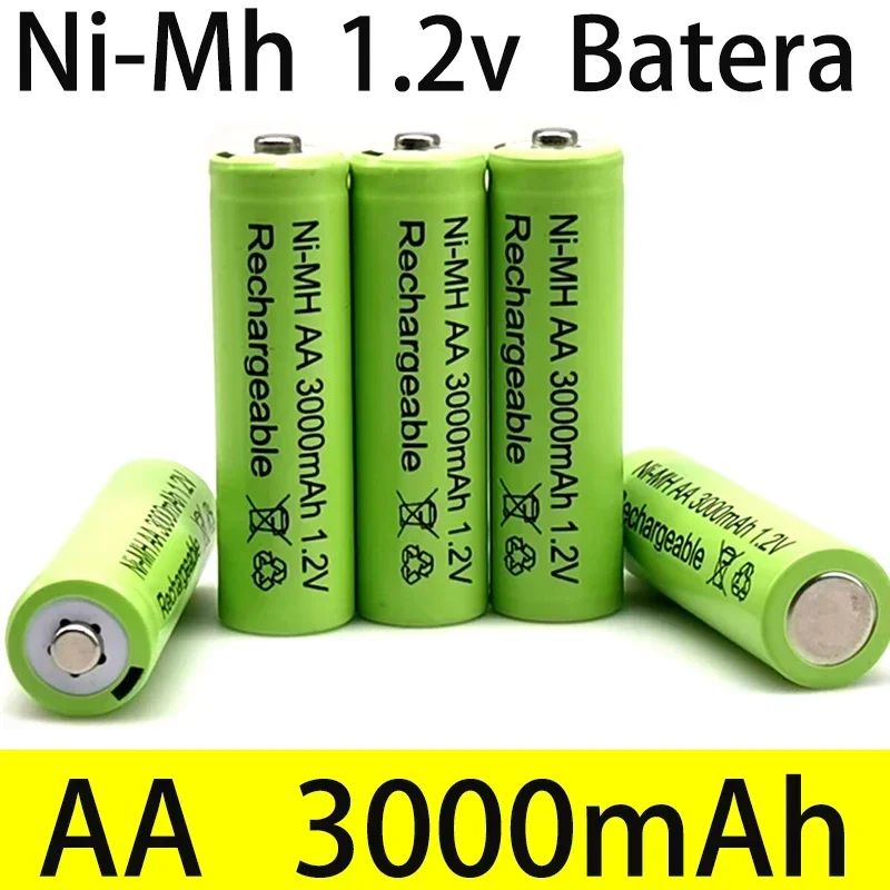 AA  Lote 1,2V 3000 MAh NI MH Aa  Pre-cargado Bateras Recargables NI-MH Recargable AA Batera Para Juguetes Micrfono De La Cmara