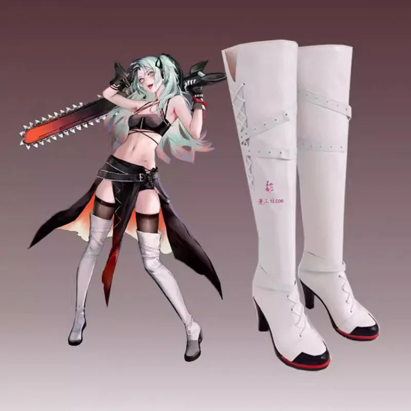 

Game Path to Nowhere Wendy Cosplay Shoes Anime Game White Long Boots Cosplay Costume Prop Shoes for Halloween Party