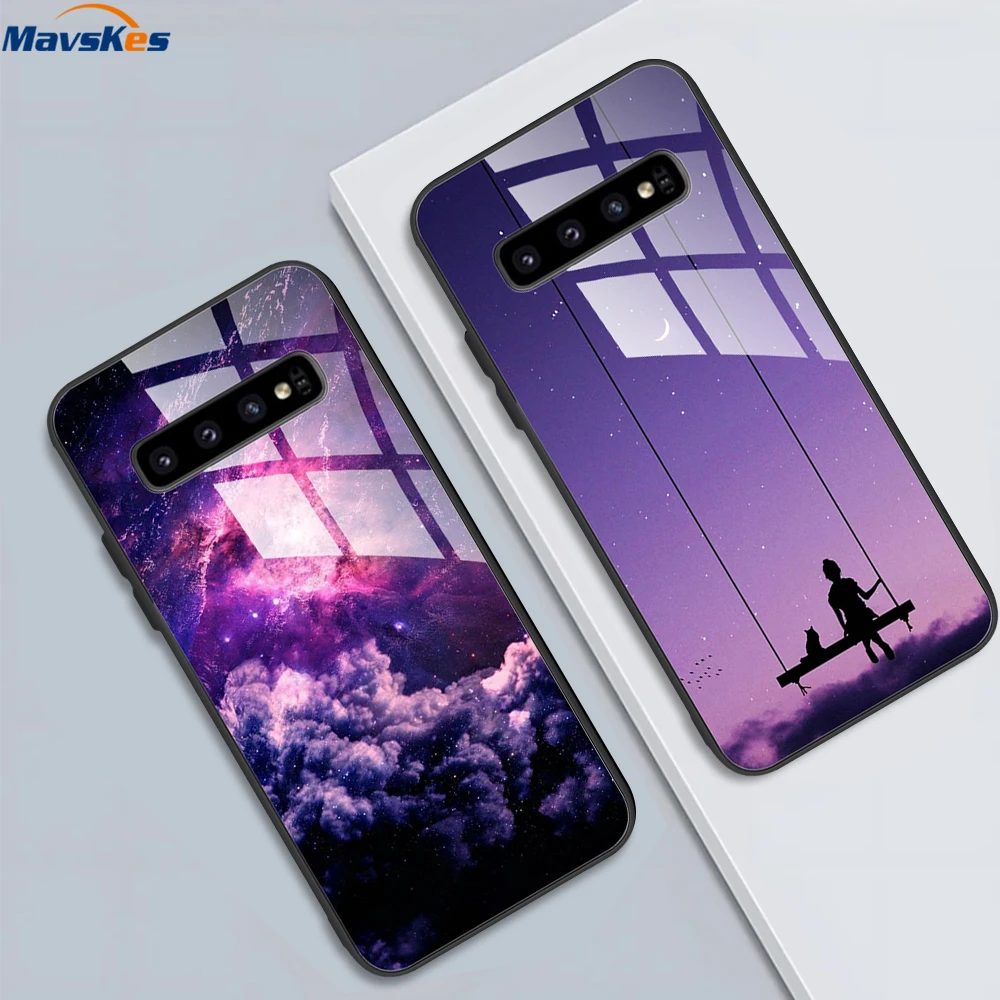 For Samsung Galaxy S10 S 10 Plus S10E Case Shockproof Tempered Glass Case Hard Back Cover Funda For Samsung S10 Case S 10 Bumper