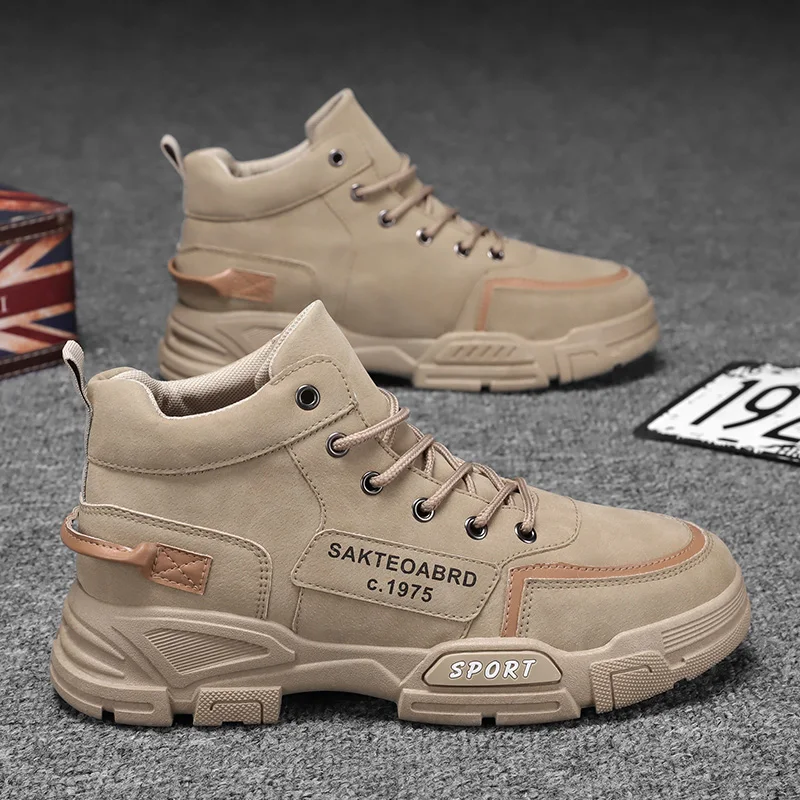 

Обувь, мужские высокие ботинки, удобные ботинки, уличная модная обувь для пустыни, мужские рабочие ботинки на платформе, износостойкие походные ботинки