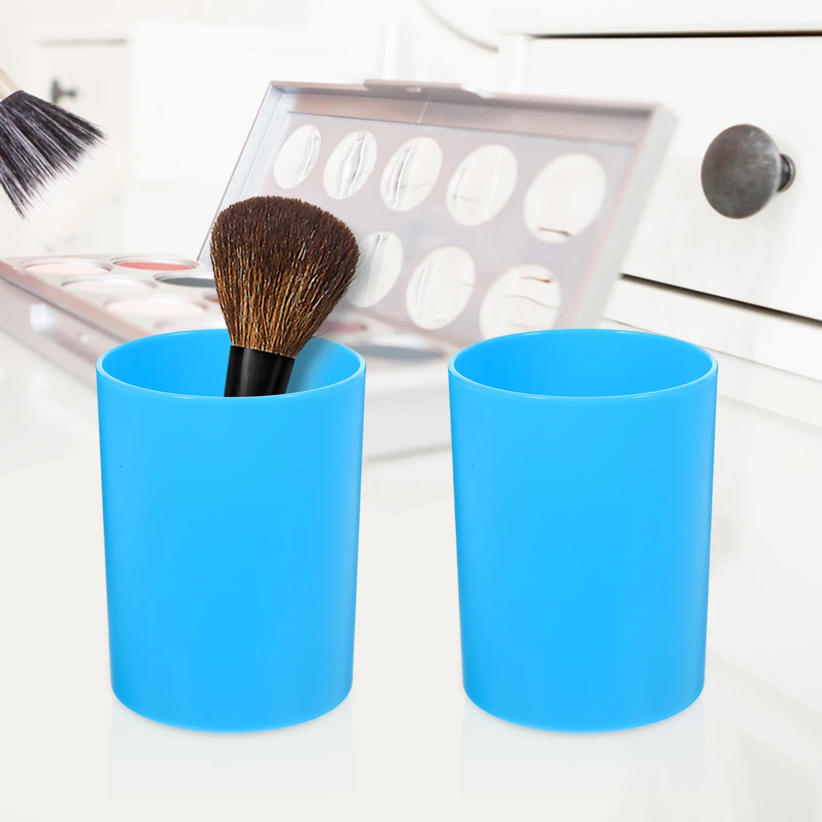 2Pcs Pencil Organizer for Desk Pen Holder Large Capacity Makeup Brush Holder Reusable Plastic Pencil Cup Stylish Rounded Edge