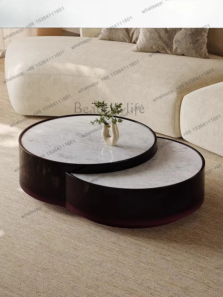 

Living room Italian light luxury high sense minimalist designer bright luxury stone coffee table