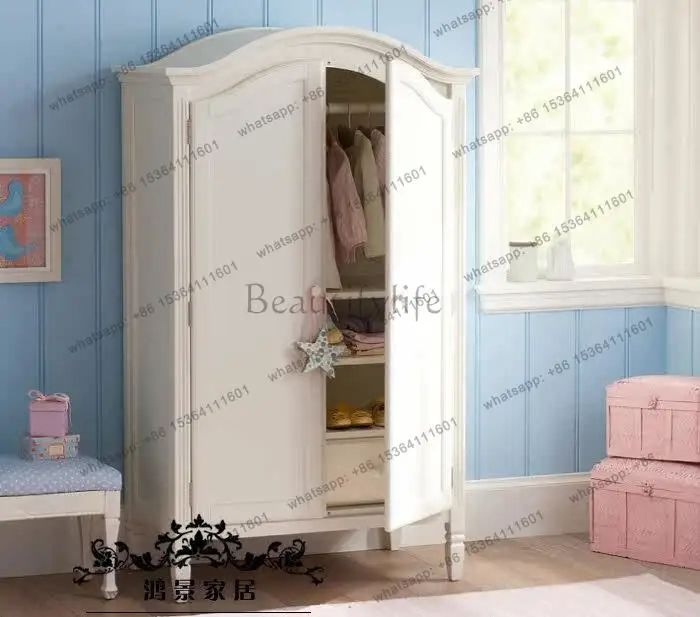 

American simple solid wood double door bedroom clothing storage cabinet locker