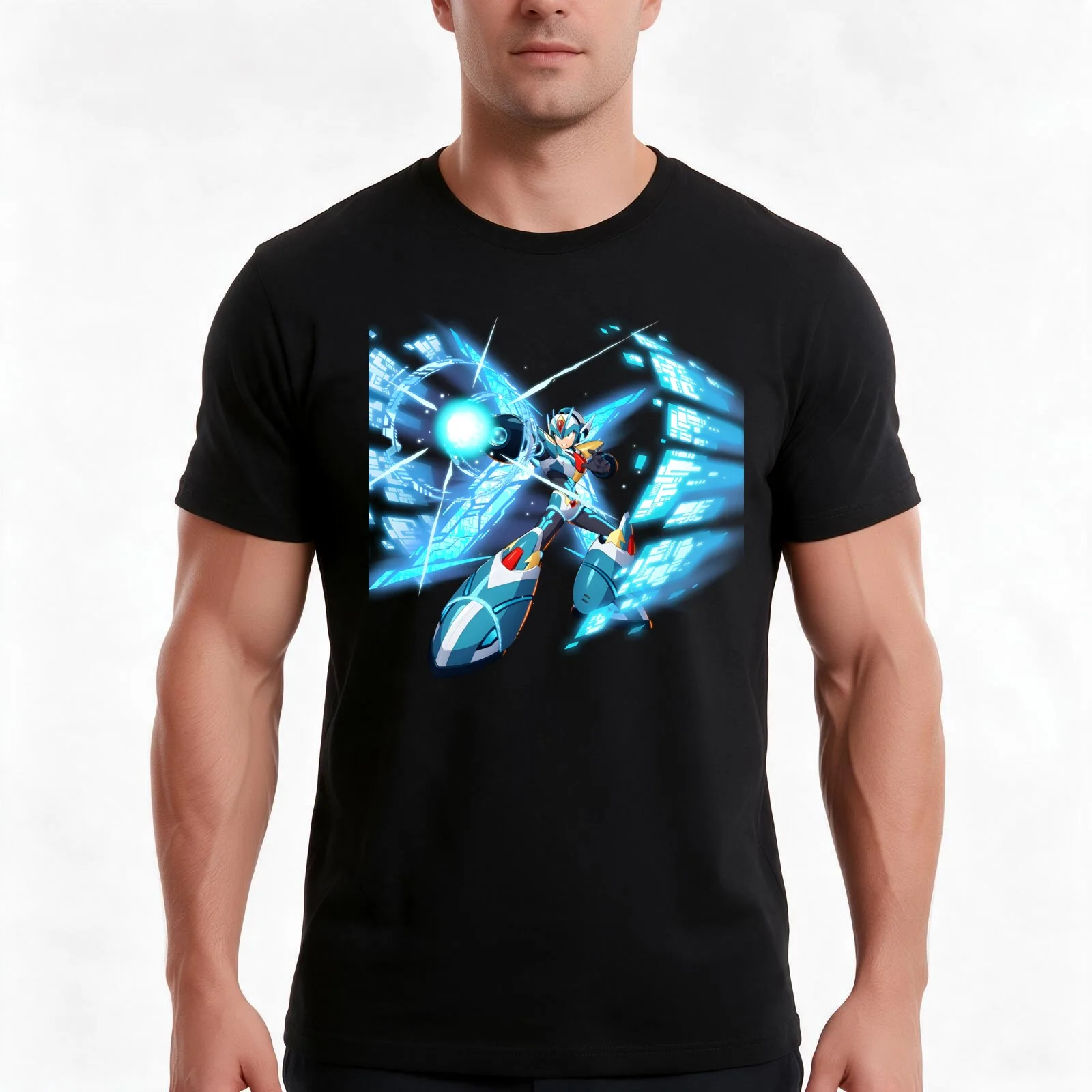 Megaman Xdive Dive Armor X T-Shirt, Summer Casual Cotton Tee, Oversized Streetwear Tops, Vintage Graphic Print, Unisex Men Women