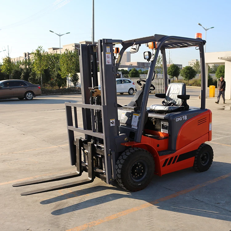 China Orange Small Forklift 3 Stage Mast 1.8 Ton Heli CPD18 Electric Forklift With Side Shift