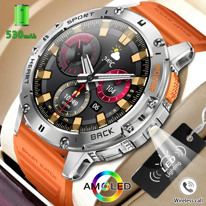 2024 New Men's Smartwatch 1.43 Inch AMOLED Screen Bluetooth Call 530mAh Battery. Sports Monitoring. Compatible with Android IOS