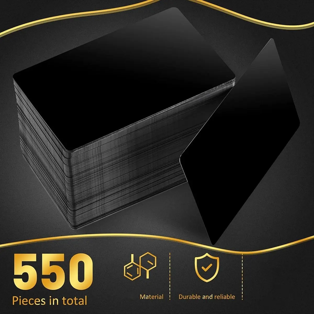 ABJY 550 pièces cartes de visite en métal gravure plaques d'aluminium pour l'artisanat feuilles de métal polyvalentes 0,01 pouces d'épaisseur, noir