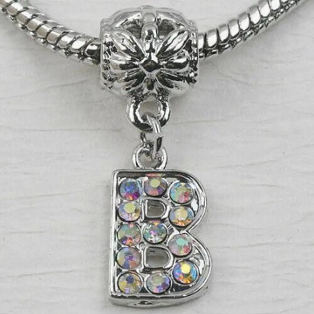 

1PC English Letters Set With Diamonds Silver Alloy Pendant Bracelet Necklace Pendant Name Gift For Couple And Best Friend
