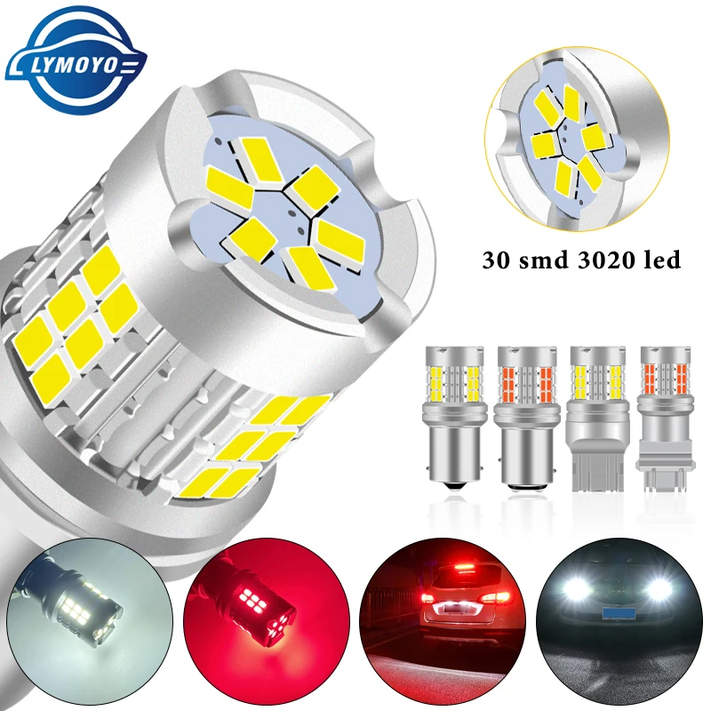 

2 шт. P21W Led 1156 BA15S 1157 BAY15D P21 5W R5W R10W Автомобильные указатели поворота Лампа заднего хода 12 В Белый Красный Желтый 30SMD 3020 Лампа