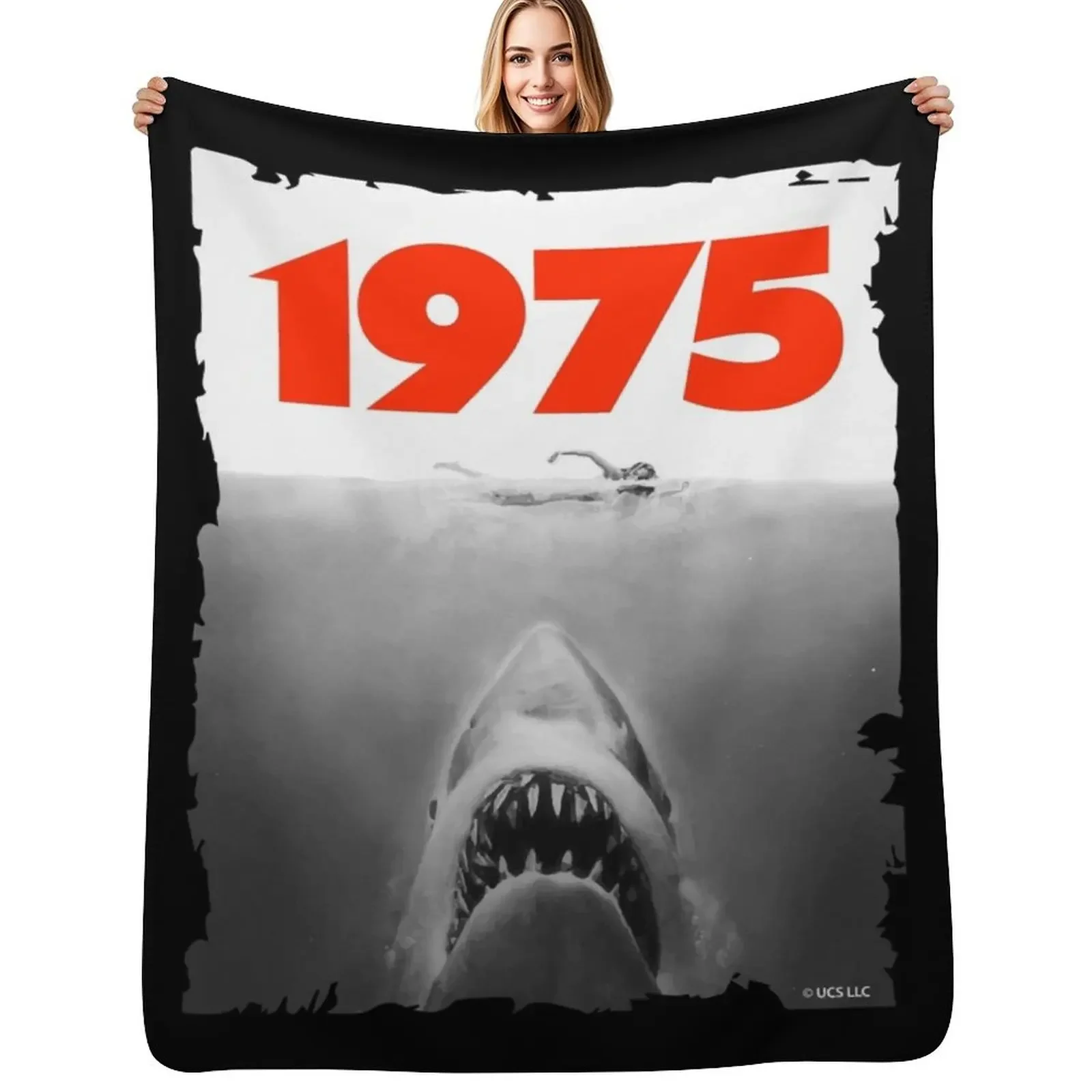 

Jaws 1975 fan art Throw Blanket Travel for babies Loose funny gift Blanket