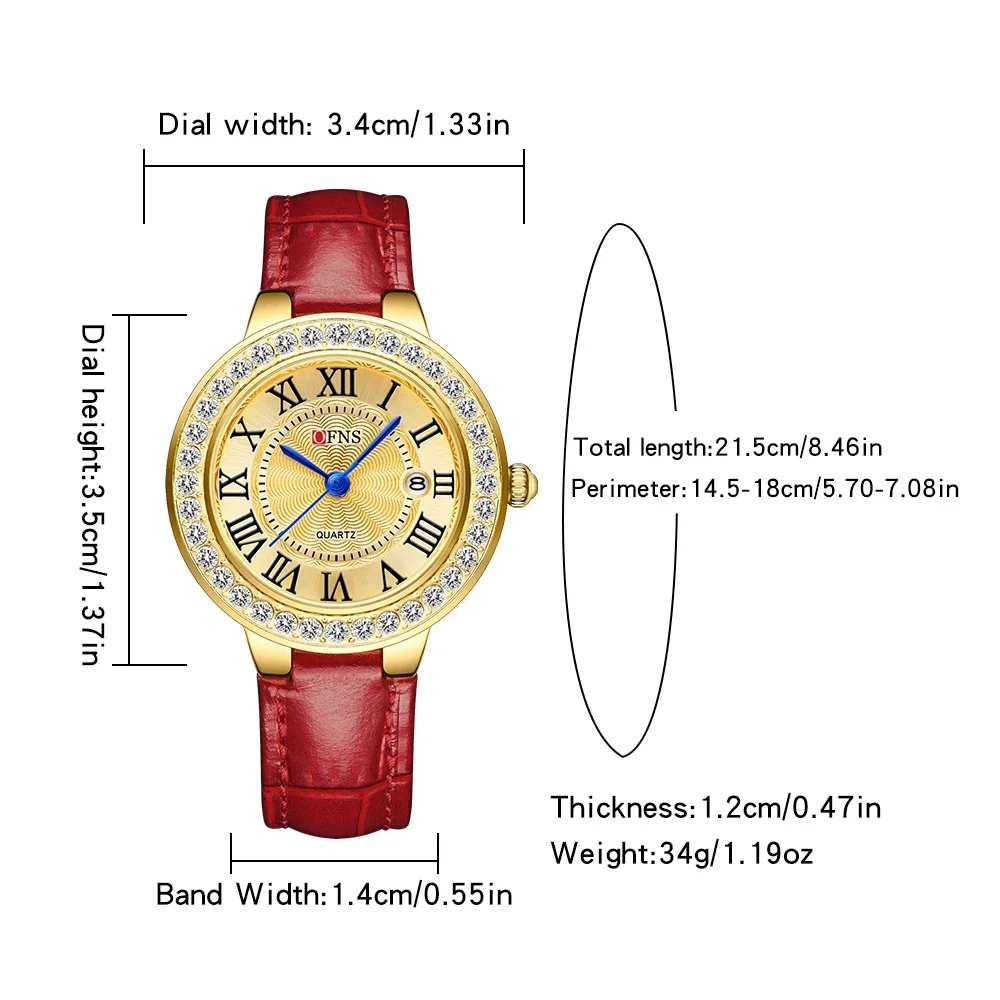 2025OFNS 5522 nuevo reloj de lujo Para mujer con cara romana calendario con incrustaciones de diamantes Relojes de cuarzo impermeables Para mujer Relojes Para Damas