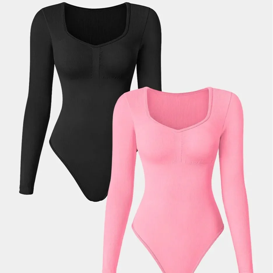 Seamless Knit Long Sleeve V-Neck Yoga Sport Bodysuit European And American Best Seller Casual Comfortable Women's Clothing
