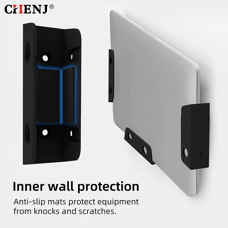 ✈ حامل كمبيوتر محمول تحت الطاولة، حامل تخزين الكمبيوتر المحمول المحمول، حامل منظم سطح المكتب مع وسادة سيليكون مضادة للخدش #2