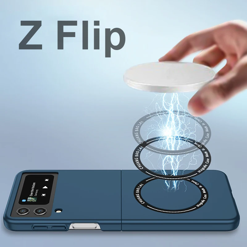 Magnetic Wireless Charging Case for Galaxy Z Flip 3 4 5 Magsafe Case Anti Fingerprint Shockproof Cover Case