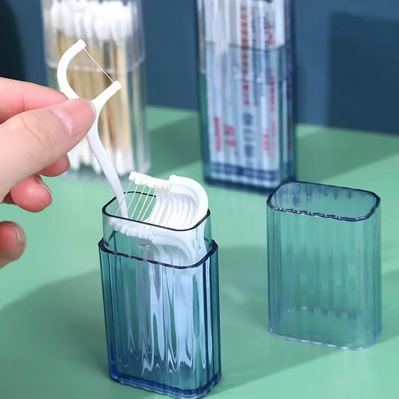 Cotton Swab Holder With Lid Clear Acrylic Storage Box Canister Portable Q Tip Holder Travel Case Cotton Swab Jar For Flossers