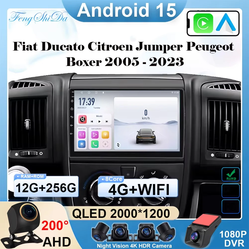 

Android 15 Car Radio For Fiat Ducato Citroen Jumper Peugeot Boxer 2005 - 2023 Wireless Carplay WIFI Auto Multimedia Player BT