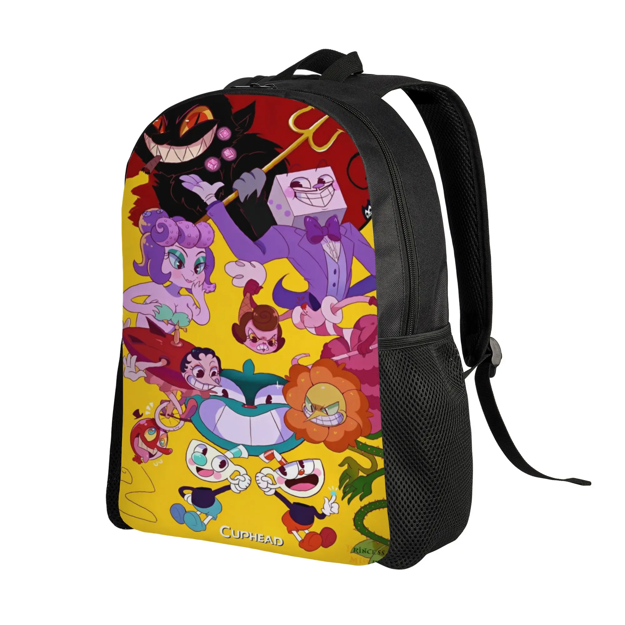 Cuphead cartoon Backpack  Camping Backpacks Male Design Pattern High School Bags Modern Rucksack