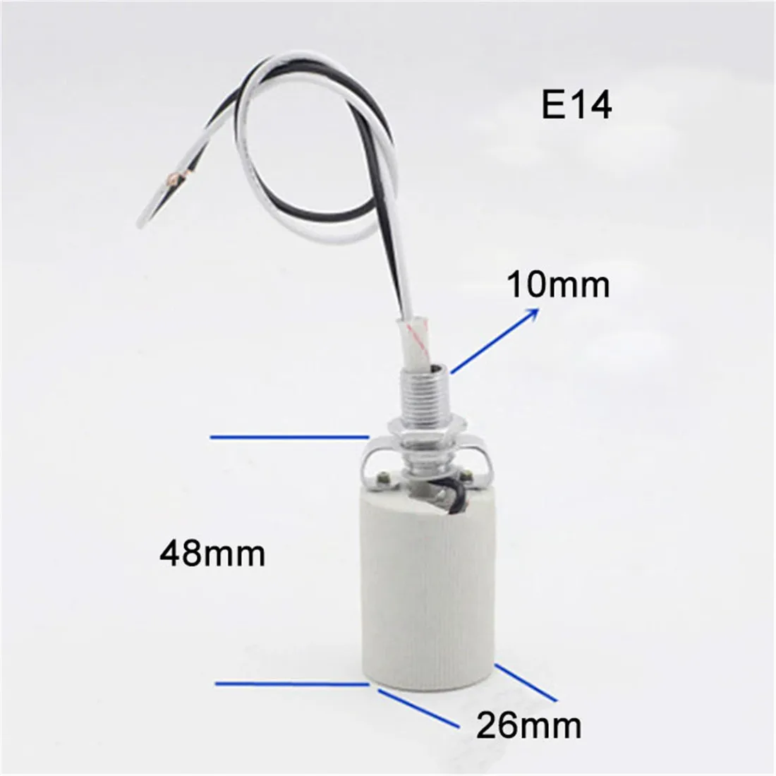 2/5/10/20 قطعة حزمة E14 E27 السيراميك المسمار مقبس الإضاءة ، E12 E26 الخزف المصباح الكهربي حامل مع سلك لمبة الهالوجين المتوهجة #2