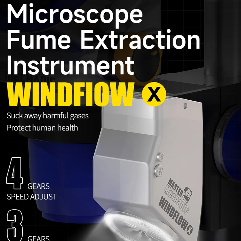 Механик WindFlow X, инструмент для извлечения дыма для микроскопа, материнская плата, ремонт печатной платы, сварочный вентилятор, инструмент для извлечения дыма