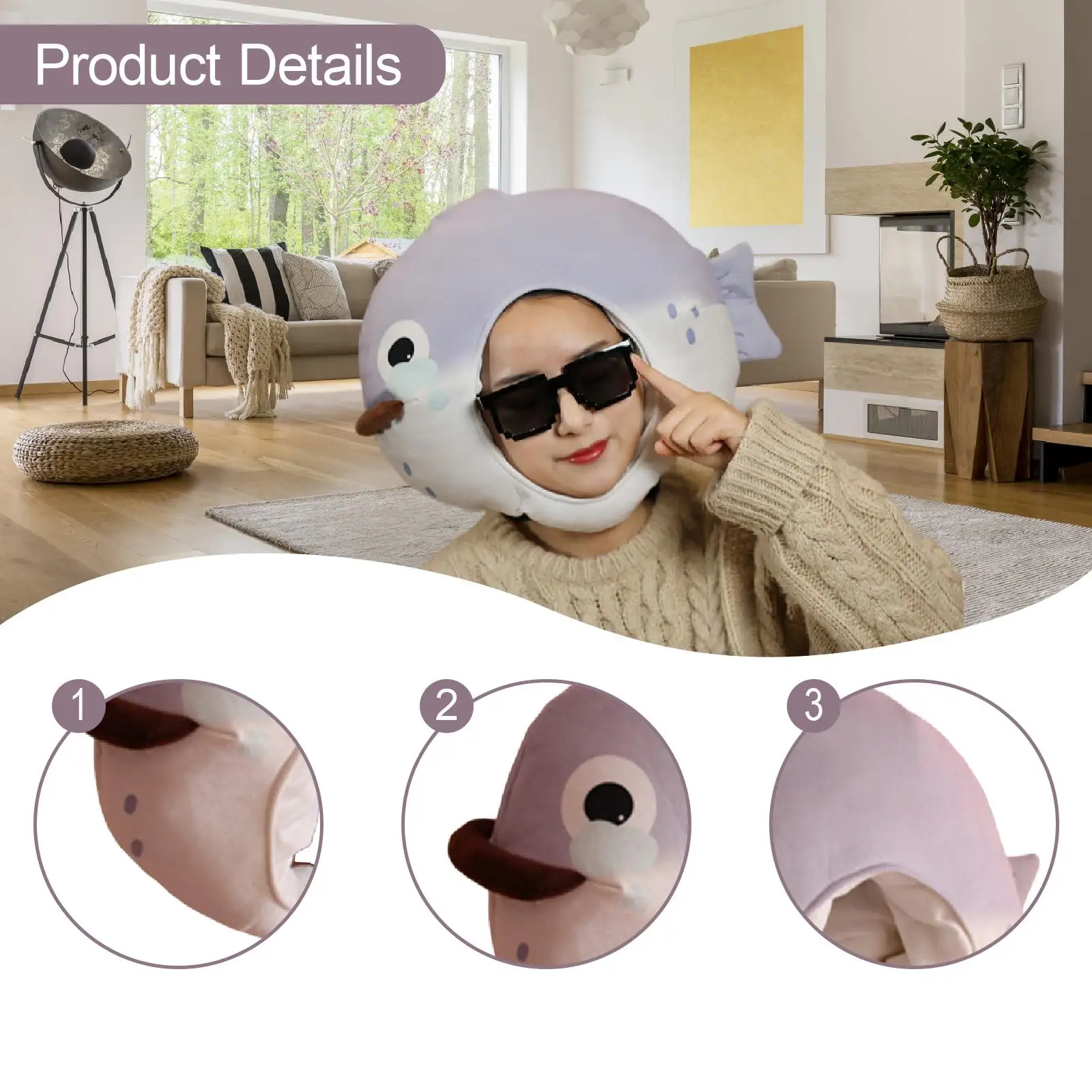 قبعة رأس السمكة من القطيفة، فستان مبتكر، إكسسوار لغطاء رأس السمكة من أجل كرنفال حفلة تنكرية، كرة عطلة، صور دعامة للحفلات #5