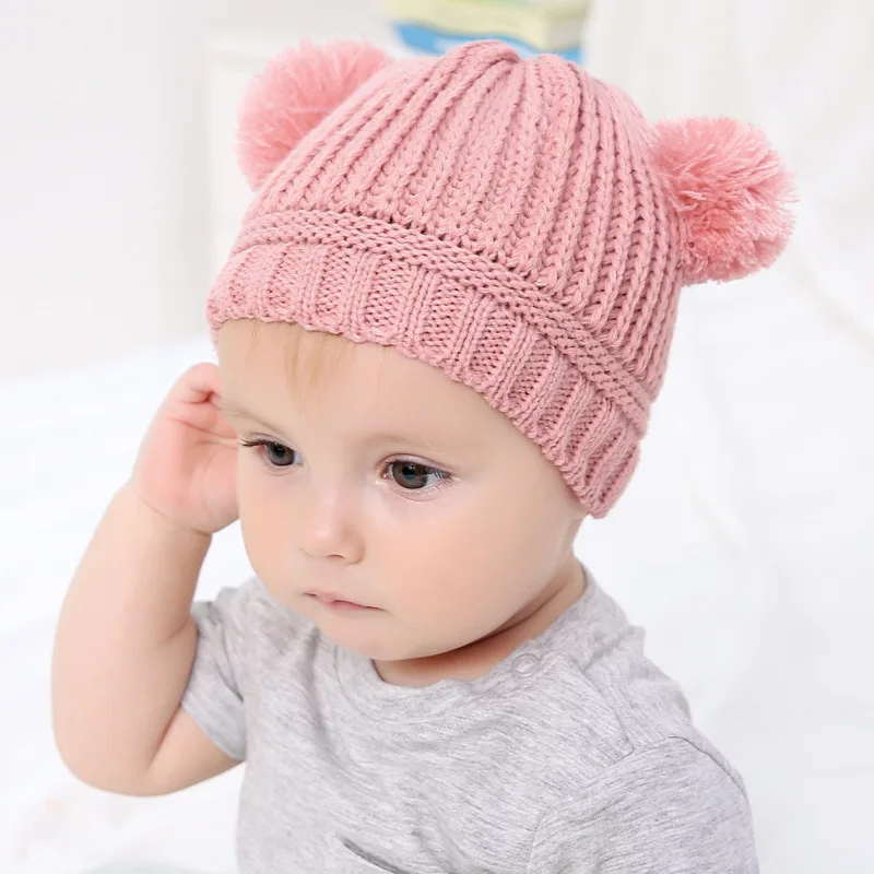 

Baby Knitted Hats For Girls Boys Winter Warm Children's Boy Girl Pullover Cap Casual Beanies Basic Toddler Crochet Bonnet 0-2Y