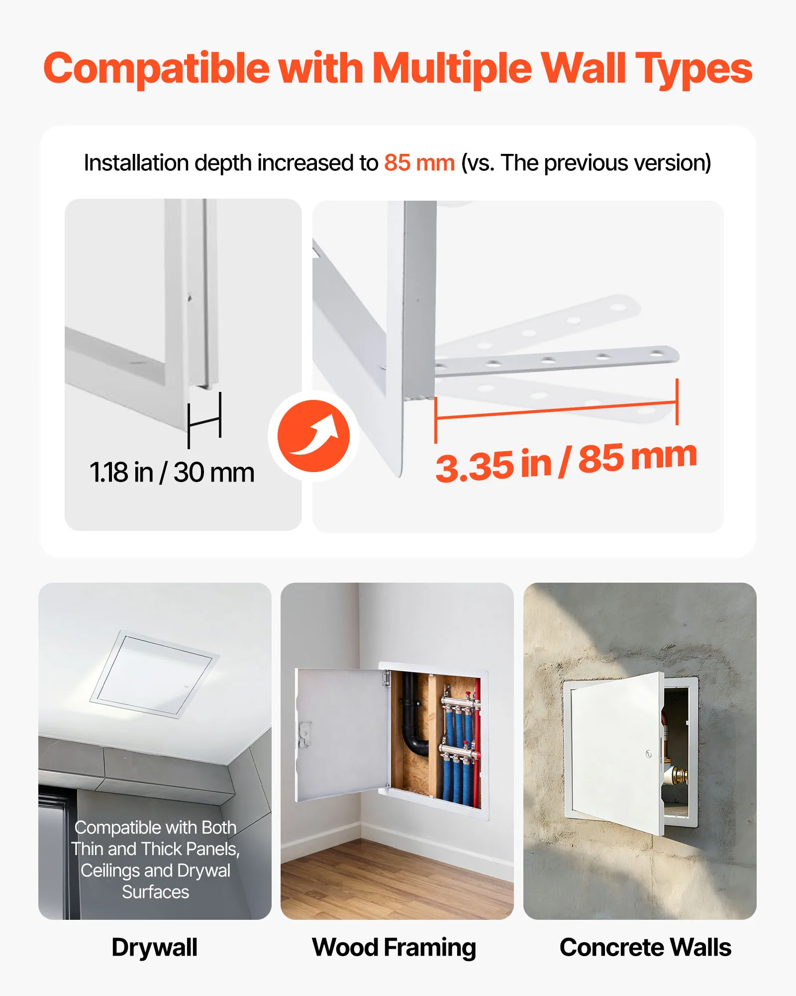 VEVOR Access Panel for Drywall Galvanized Steel Access Door Easy Install Hinged Service Panel for Ceiling Plumbing Electrical