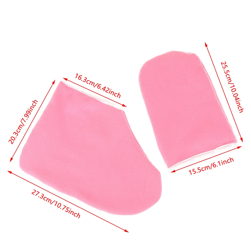 1 คู่ขี้ผึ้งพาราฟินผ้าฝ้าย Footmuffs Booties Hydrating Mask Spa Moisturizing ถุงเท้าถุงมือครอบคลุม Bath Liners