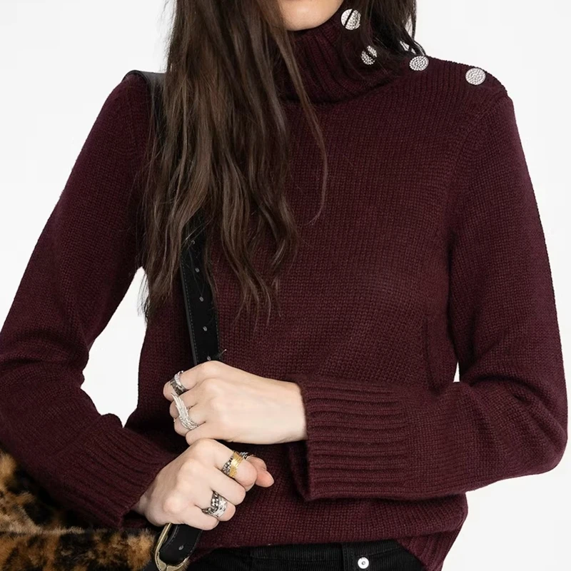 

Спортивная женская осенне-зимняя свободная и удобная темно-коричневая повседневная толстовка с большим воротником