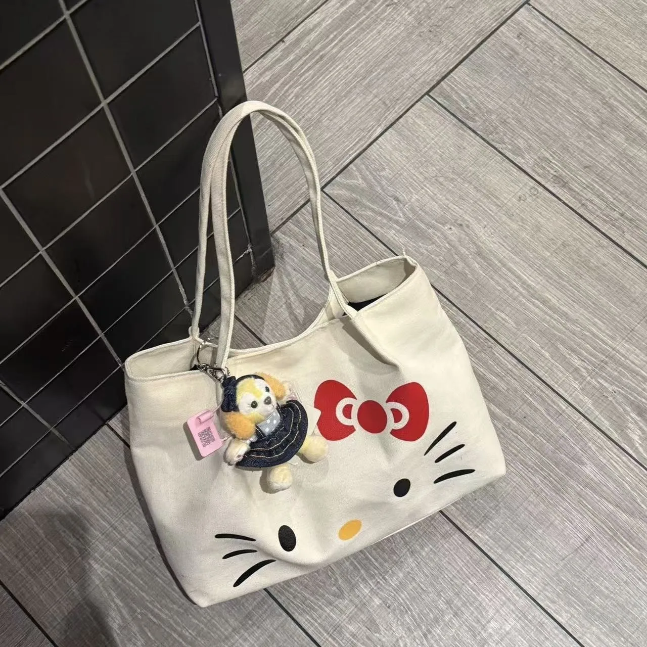 

Милая холщовая сумка-тоут с героями мультфильмов для женщин, большая вместительная сумка на плечо, модная повседневная сумка