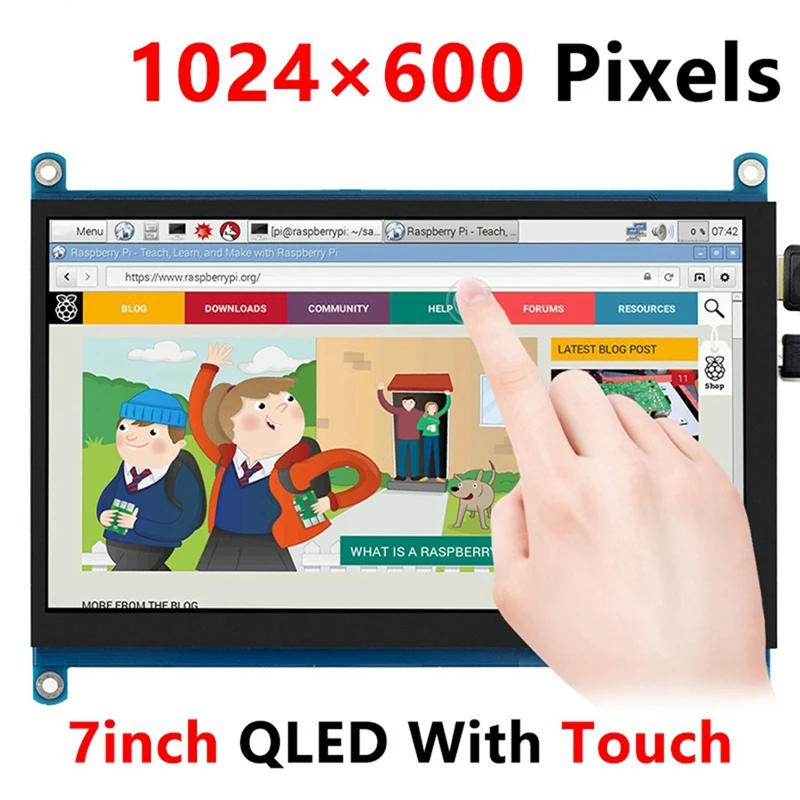 Voor Raspberry Pi 7Inch QLED Quantum Dot Display, Capacitieve Touch, 1024X600, Diverse Systemen Ondersteuning-AU32