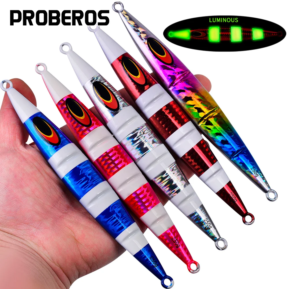 

PROBEROS Metal Jig Shore Jigging Sea Fishing Slow Jig Lifelike Metal Jigging Slow Jigging Spoon Laser Artificial Bait 30G 100G 2