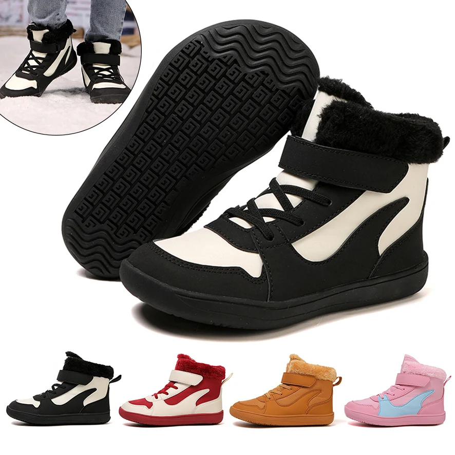 New Kids Barefoot Snow Boots Winter Warm Boots for Girls Outdoor Walking Non-slip Children's Shoes Girls' Boy Shoes Kid Sneakers