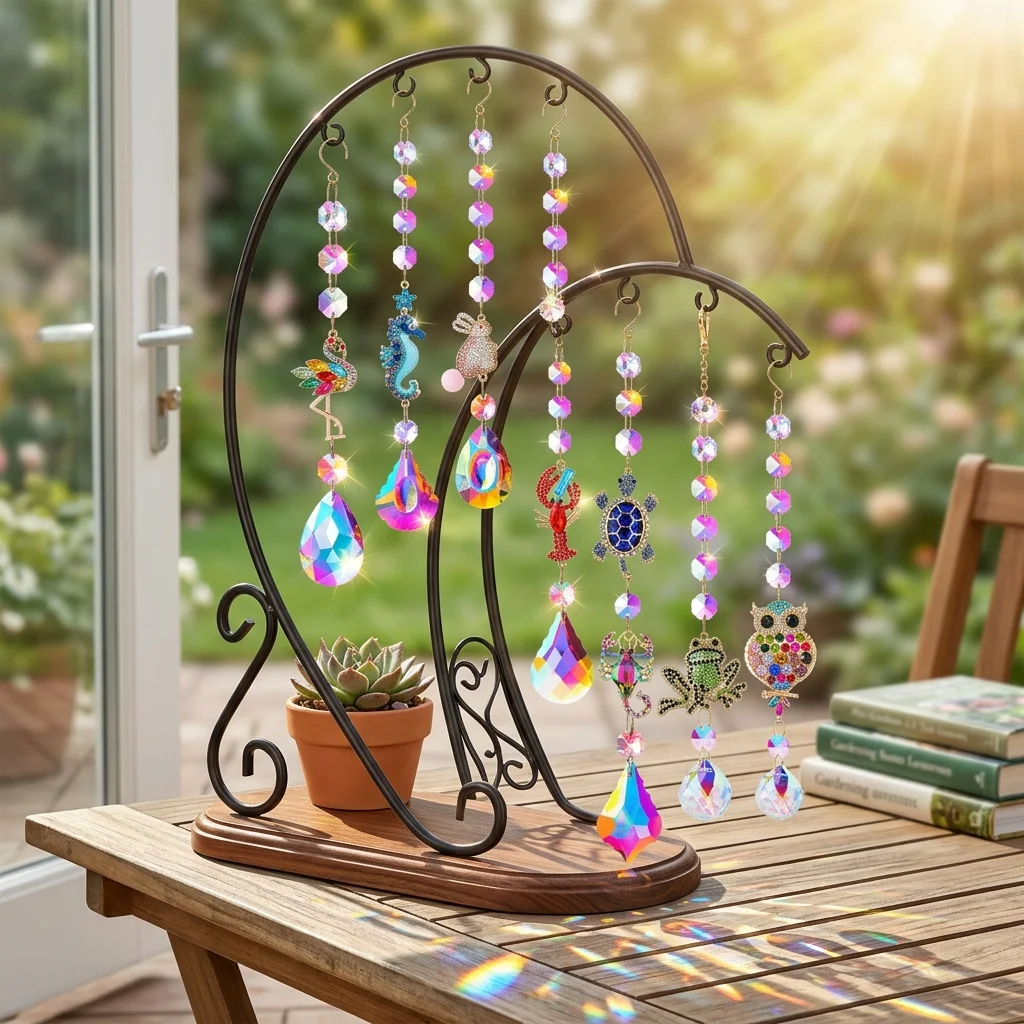 Crystal Suncatcher Prism Hanging Crystal Pendant Rainbow Maker Animal Sea Turtle Owl Ornament Wind Chime Home Garden Decor Gift