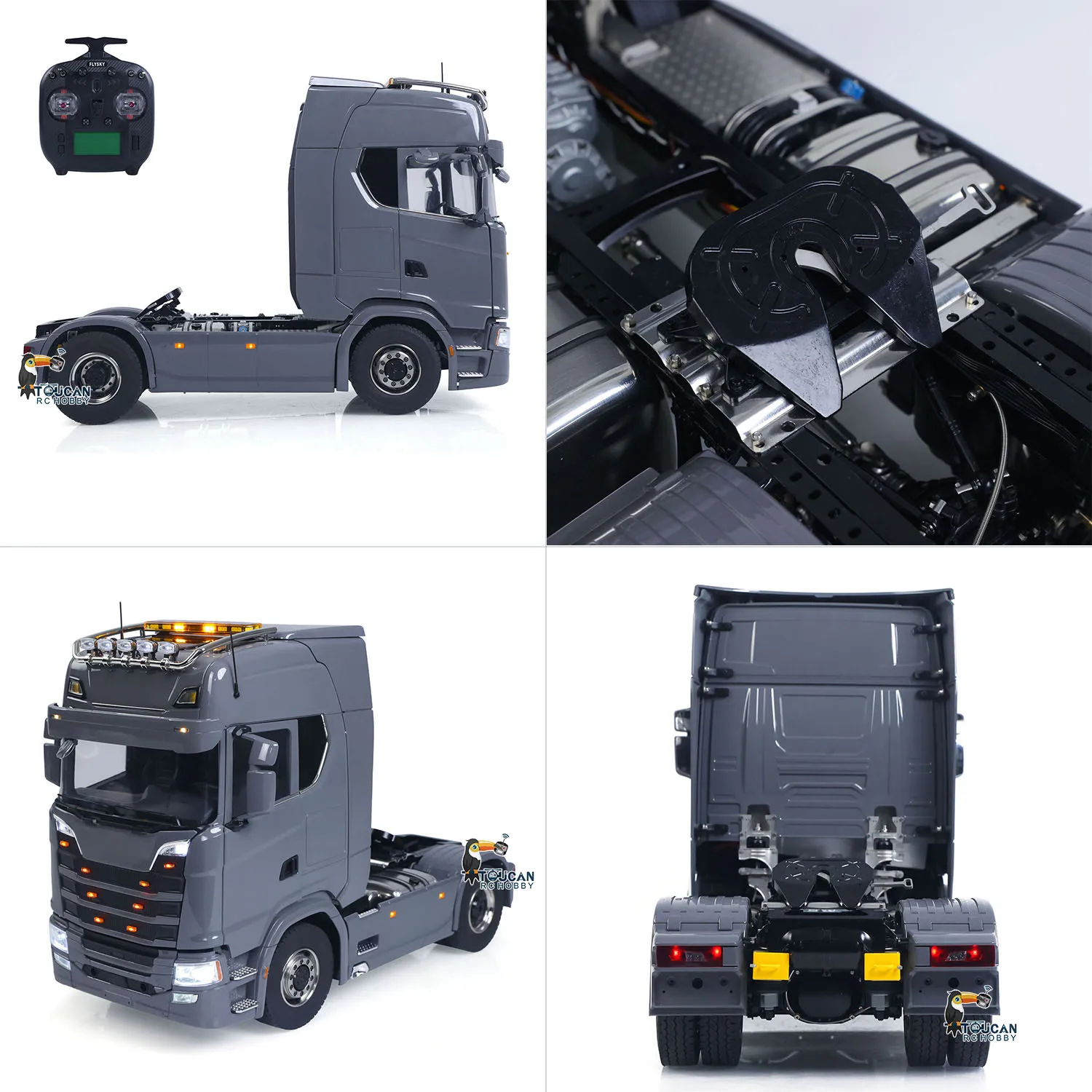 

4x4 1/14 Remote Control Tractor Truck Metal Chassis Fifth Wheel 3-speed Transmission with Transfer Case 4x2 RC Model Vehicel
