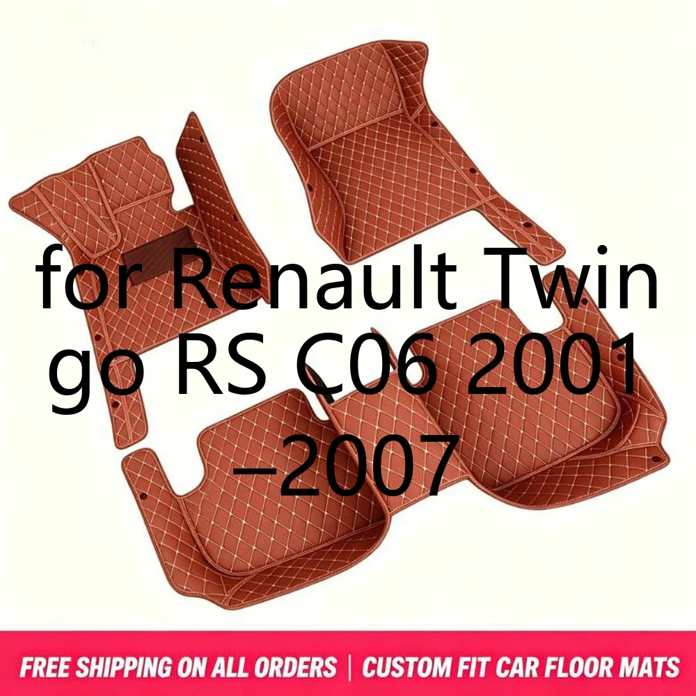 Maßgeschneiderte Autofußmatten für Renault Twingo RS C06 2001–2007 4-Sitzer, wasserdicht, rutschfest, schmutzabweisend, langlebige Lederteppiche, leicht zu reinigen, vollständige Abdeckung,