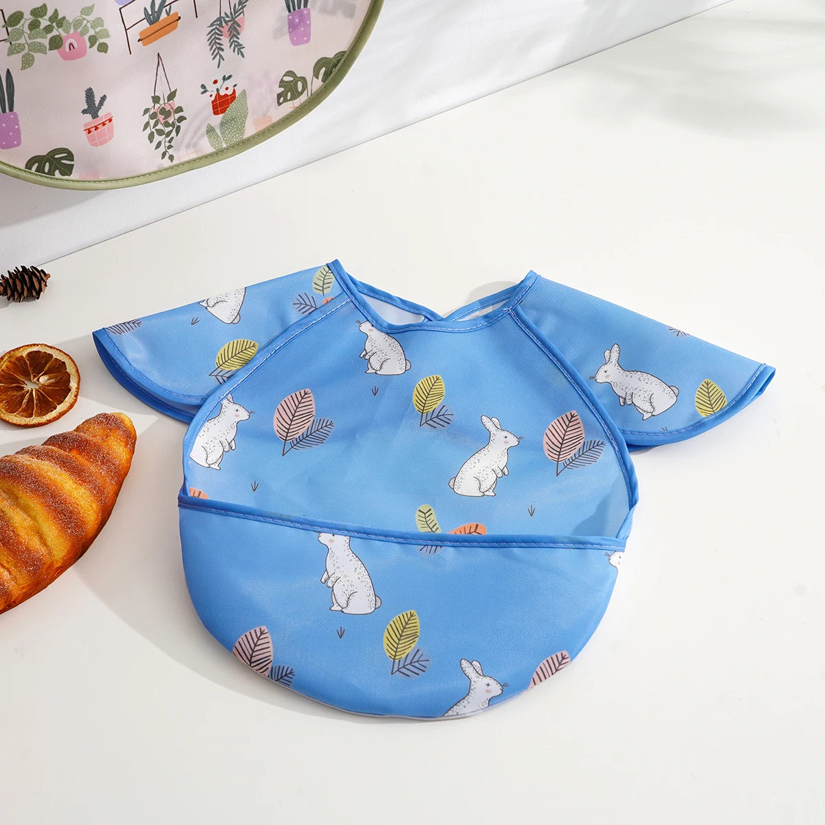 Kangobaby #My Soft Life#Baby Dining Bib Waterproof Dirt Proof No Wash Sleeveless With Pocket Feeding Bib Easy Clean Cute Bibs